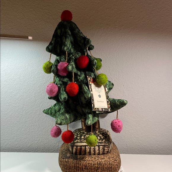 John Derian Other - Green Felt Tabletop Holiday Tree with Red, Pink & Lime Pom-Poms